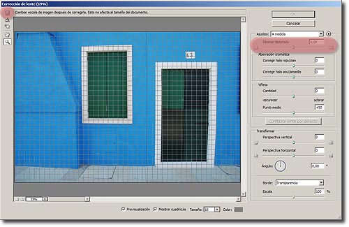Herramienta Corrección de Lente en Photoshop