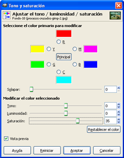 Saturación con GIMP